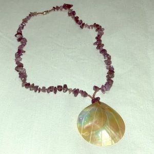 Purple beaded shell necklace
